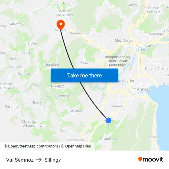 Val Semnoz to Sillingy map