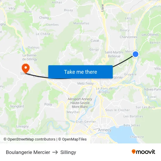 Boulangerie Mercier to Sillingy map