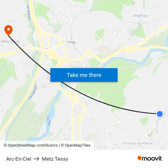 Arc-En-Ciel to Metz Tessy map