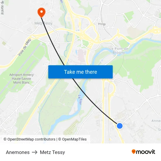 Anemones to Metz Tessy map