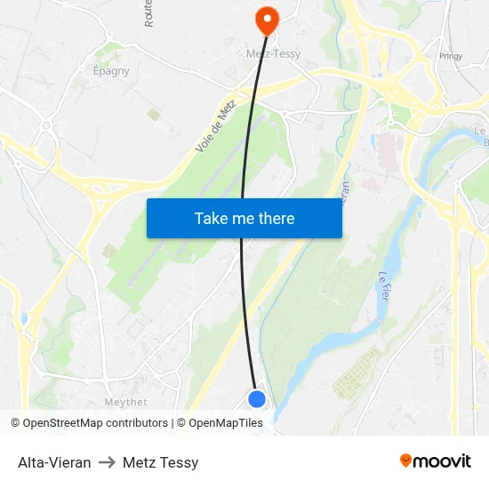 Alta-Vieran to Metz Tessy map