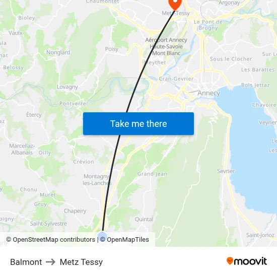 Balmont to Metz Tessy map