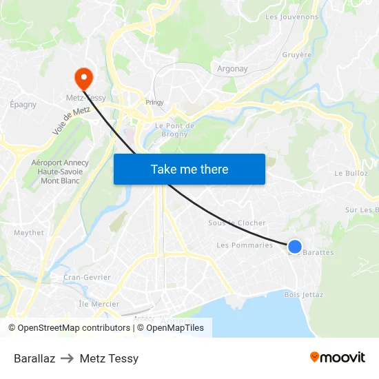 Barallaz to Metz Tessy map