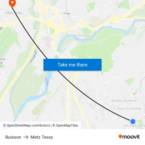 Buisson to Metz Tessy map