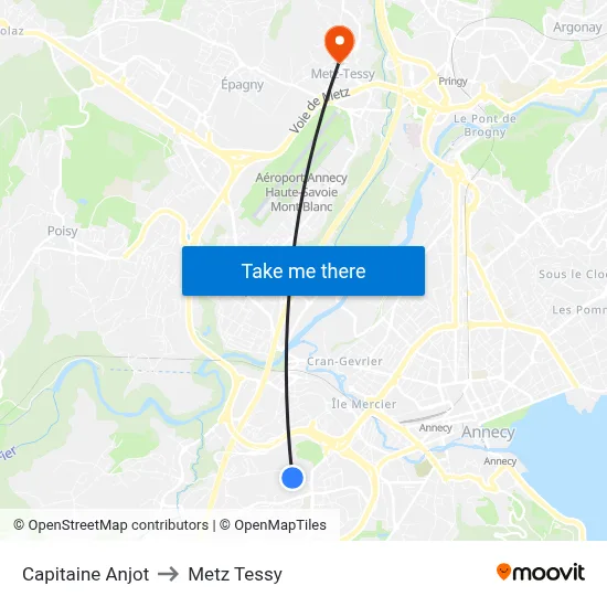 Capitaine Anjot to Metz Tessy map