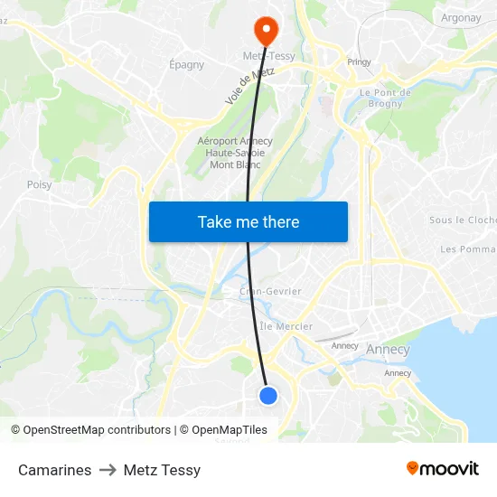 Camarines to Metz Tessy map