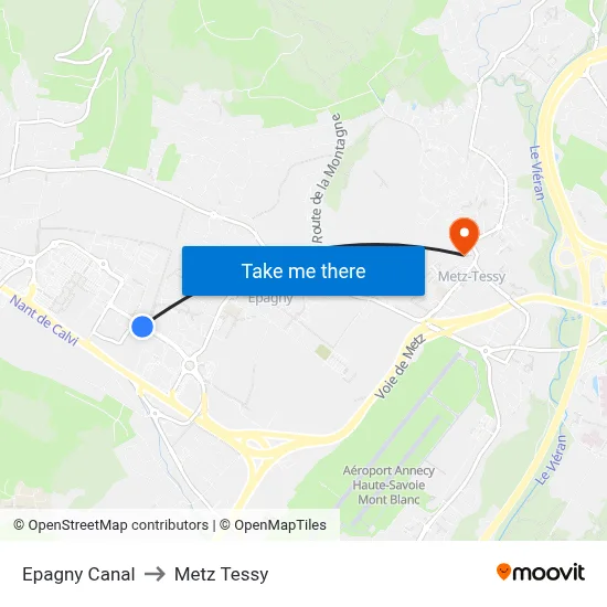 Epagny Canal to Metz Tessy map