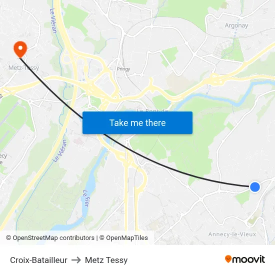 Croix-Batailleur to Metz Tessy map