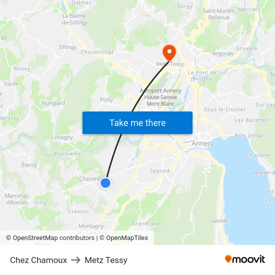Chez Chamoux to Metz Tessy map