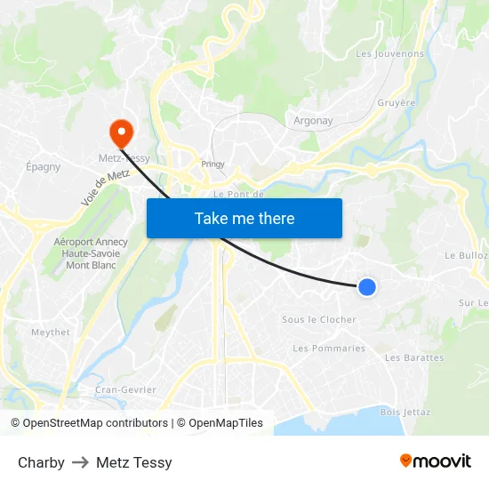 Charby to Metz Tessy map