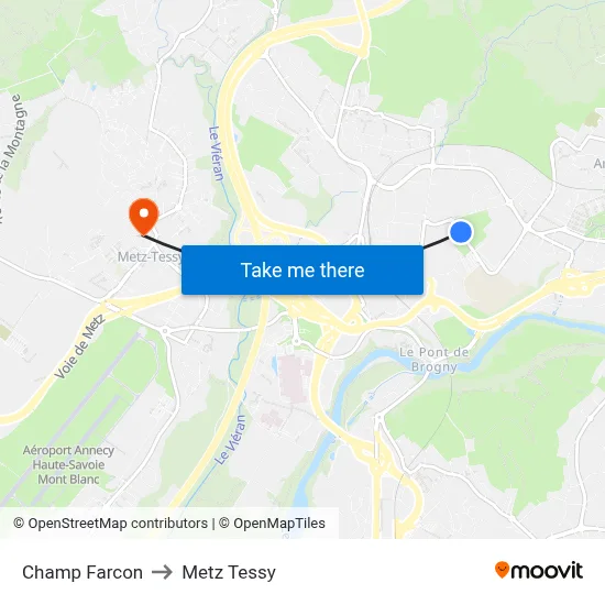 Champ Farcon to Metz Tessy map