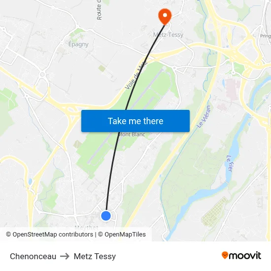 Chenonceau to Metz Tessy map