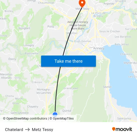 Chatelard to Metz Tessy map