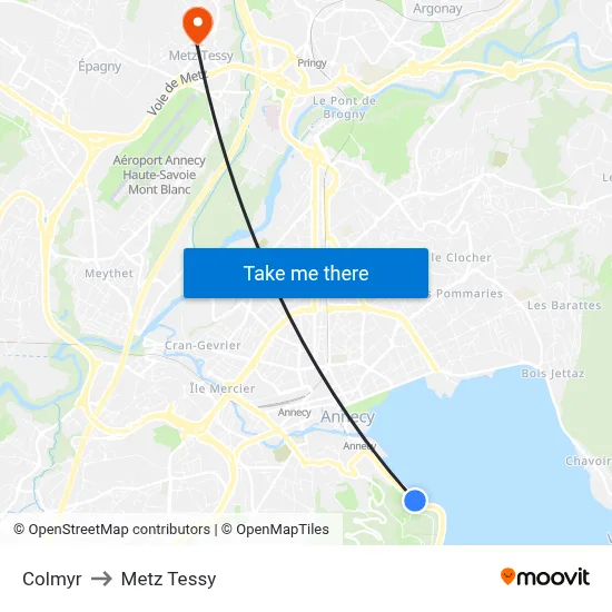 Colmyr to Metz Tessy map