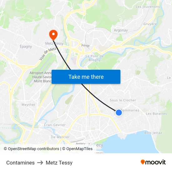 Contamines to Metz Tessy map