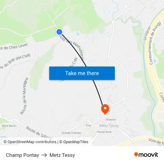 Champ Pontay to Metz Tessy map