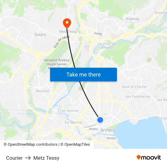 Courier to Metz Tessy map