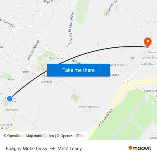 Epagny Metz-Tessy to Metz Tessy map