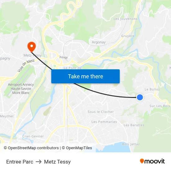Entree Parc to Metz Tessy map