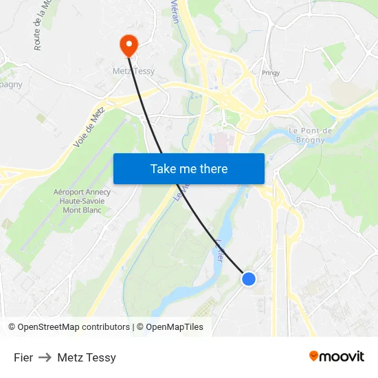 Fier to Metz Tessy map