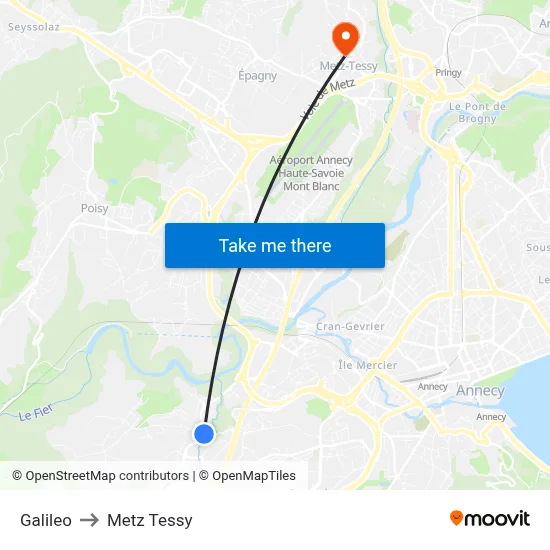 Galileo to Metz Tessy map