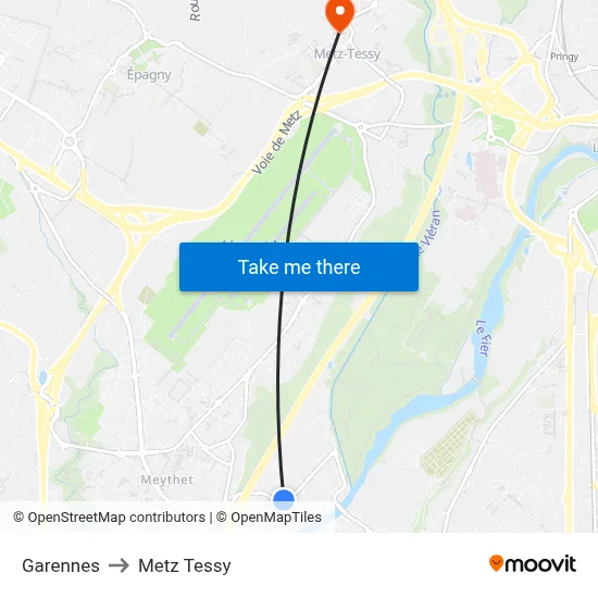 Garennes to Metz Tessy map