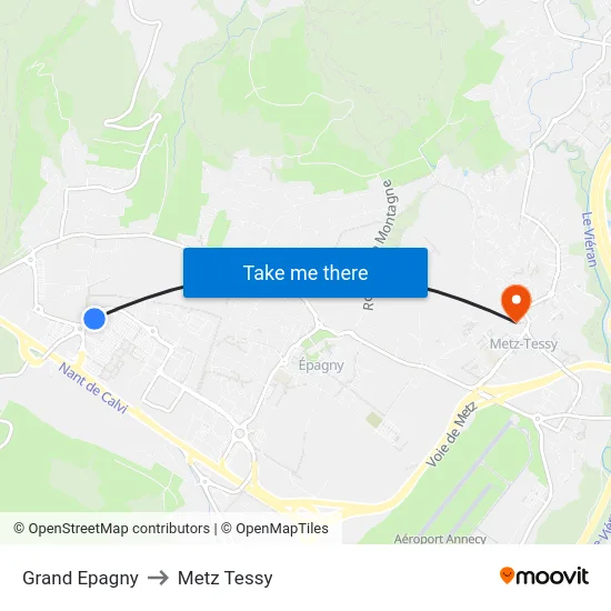 Grand Epagny to Metz Tessy map