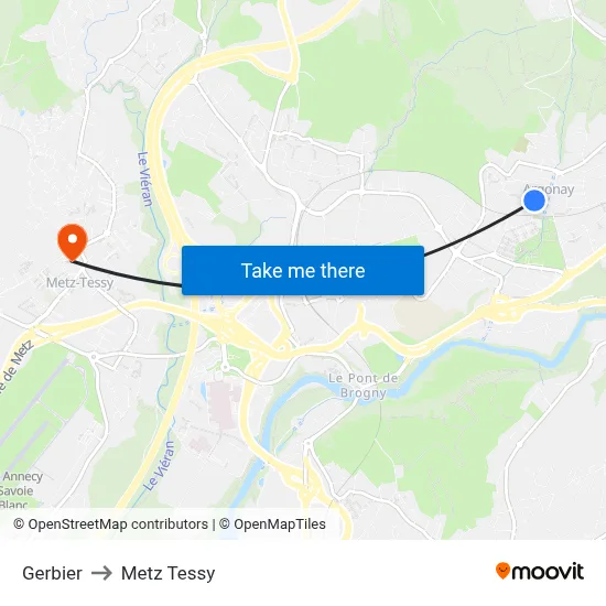 Gerbier to Metz Tessy map