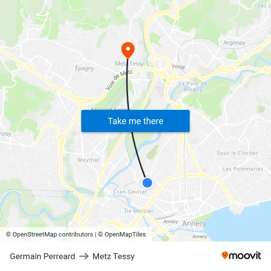 Germain Perreard to Metz Tessy map