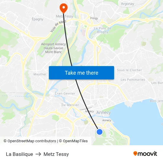 La Basilique to Metz Tessy map