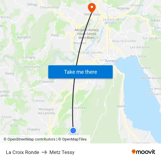 La Croix Ronde to Metz Tessy map