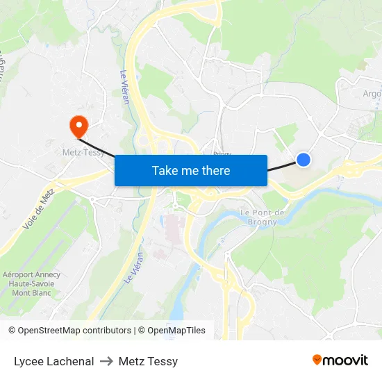 Lycee Lachenal to Metz Tessy map