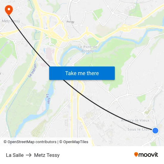 La Salle to Metz Tessy map