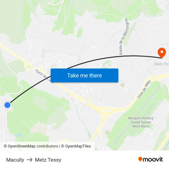 Macully to Metz Tessy map
