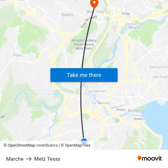 Marche to Metz Tessy map