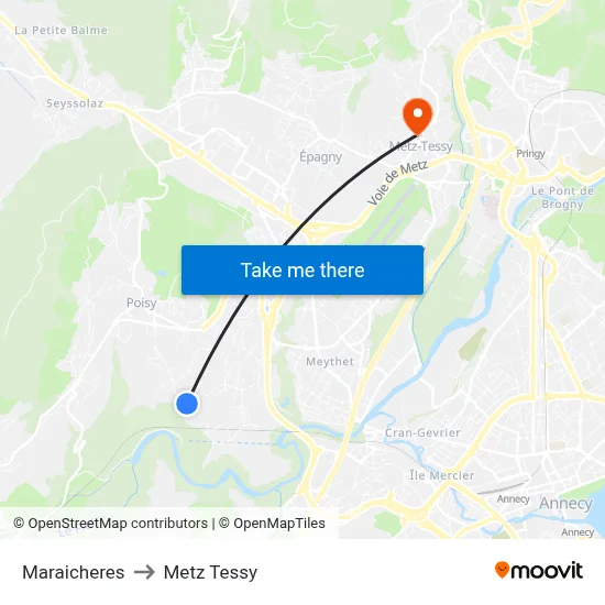 Maraicheres to Metz Tessy map