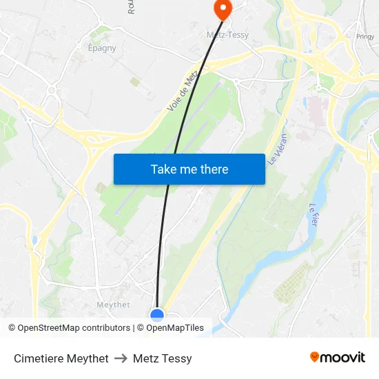 Cimetiere Meythet to Metz Tessy map