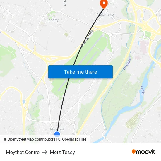 Meythet Centre to Metz Tessy map