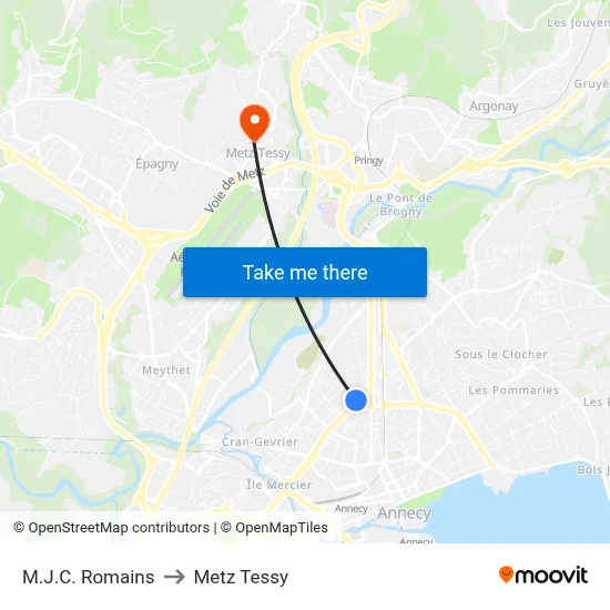 M.J.C. Romains to Metz Tessy map
