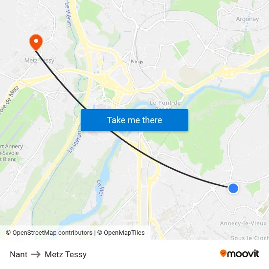 Nant to Metz Tessy map