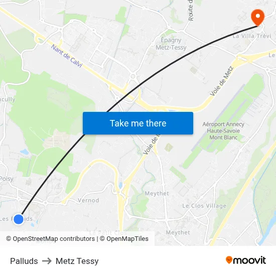 Palluds to Metz Tessy map