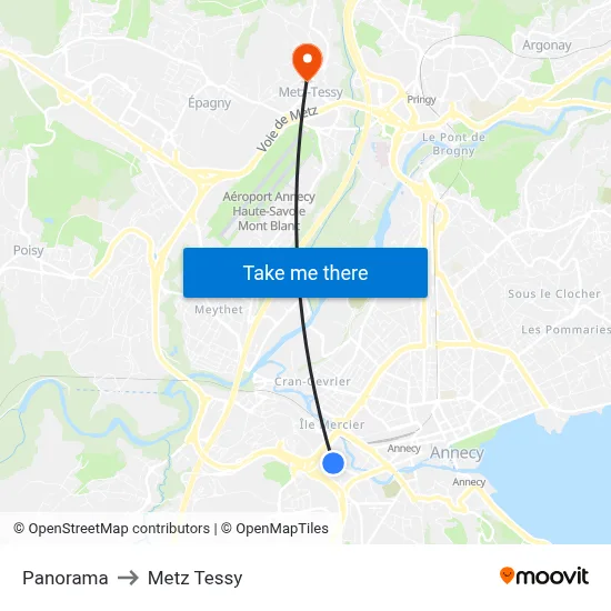 Panorama to Metz Tessy map