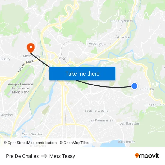 Pre De Challes to Metz Tessy map