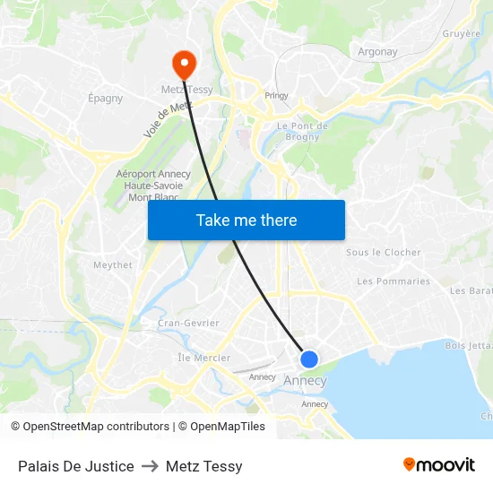 Palais De Justice to Metz Tessy map