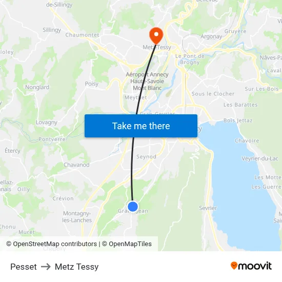 Pesset to Metz Tessy map