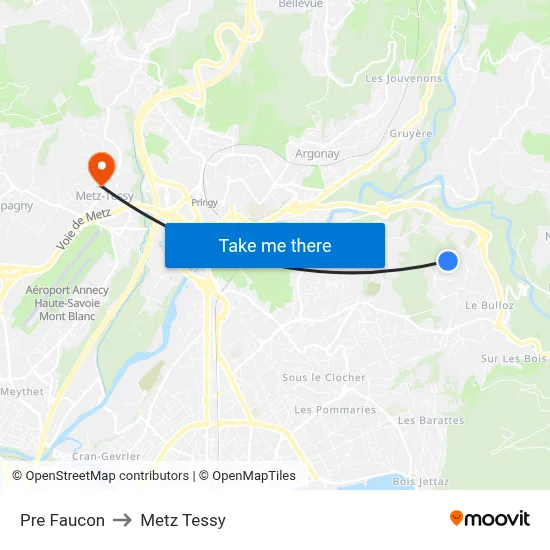 Pre Faucon to Metz Tessy map