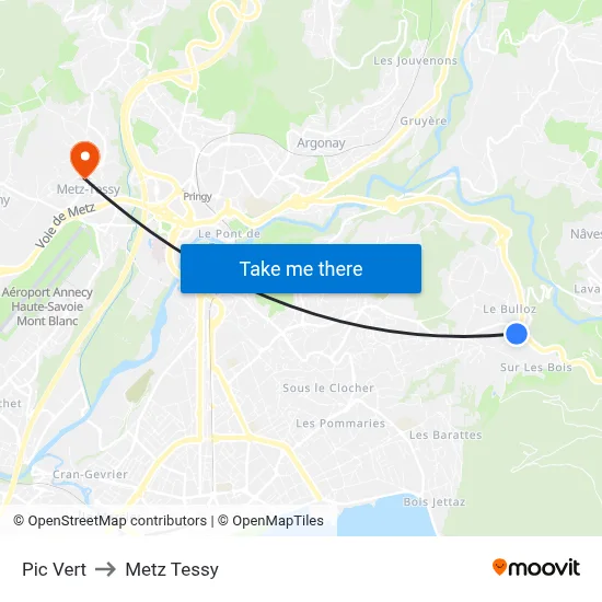 Pic Vert to Metz Tessy map