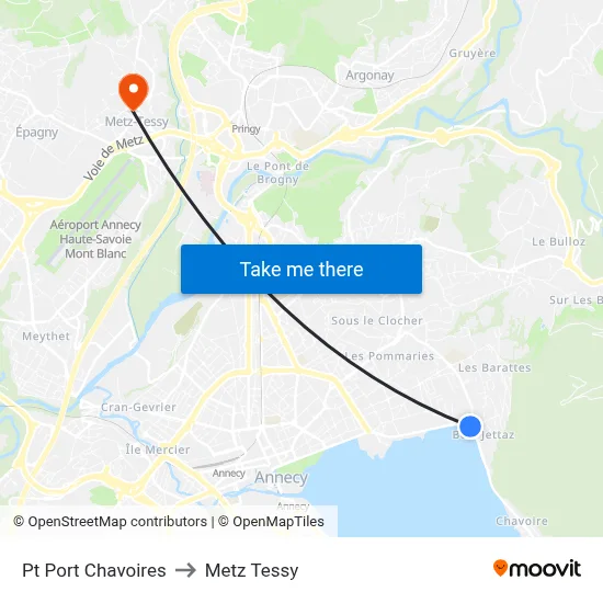 Pt Port Chavoires to Metz Tessy map