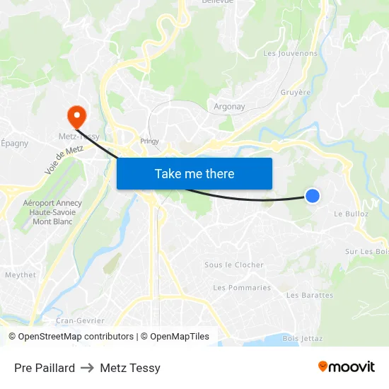 Pre Paillard to Metz Tessy map