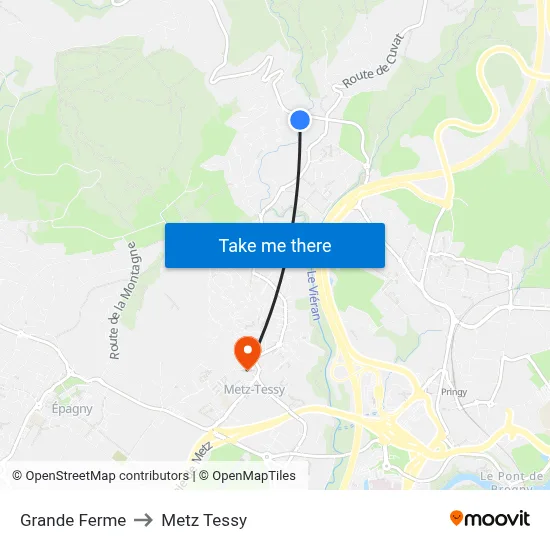 Grande Ferme to Metz Tessy map